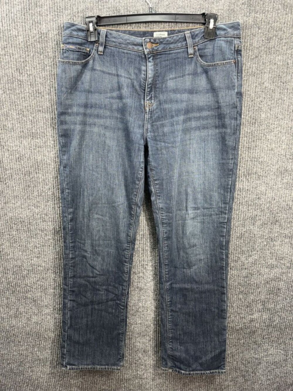 LL Bean Flannel Lined Jeans Womens 14 Regular Blue Denim Favorite Fit Stretch
